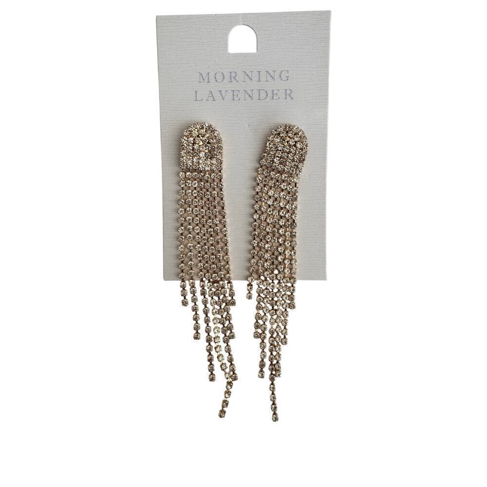 Morning Lavender Maxine Crystal Fringe Earrings